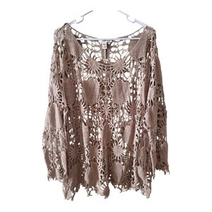 Lacy Macrame Top - Cato - Beige - 22/24W